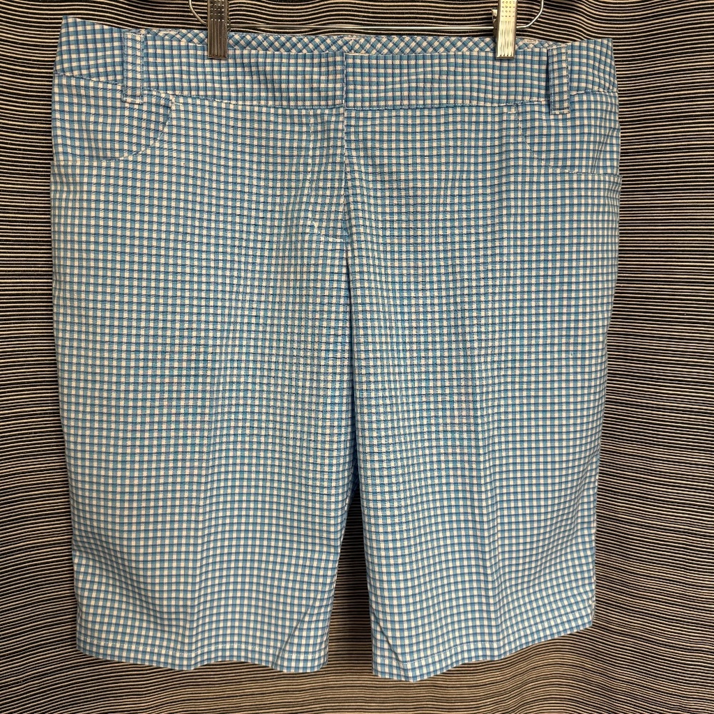 Adidas Women’s Blue/White Plaid Golf Shorts Size 14